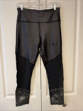 ZYIA Black High-Waist Leggings with Speckled Cuff Detail